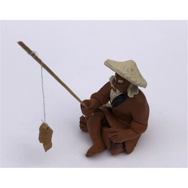 Parche 1.25 in. Miniature Ceramic Figurine - Unglazed Fisherman PA2807782 - main